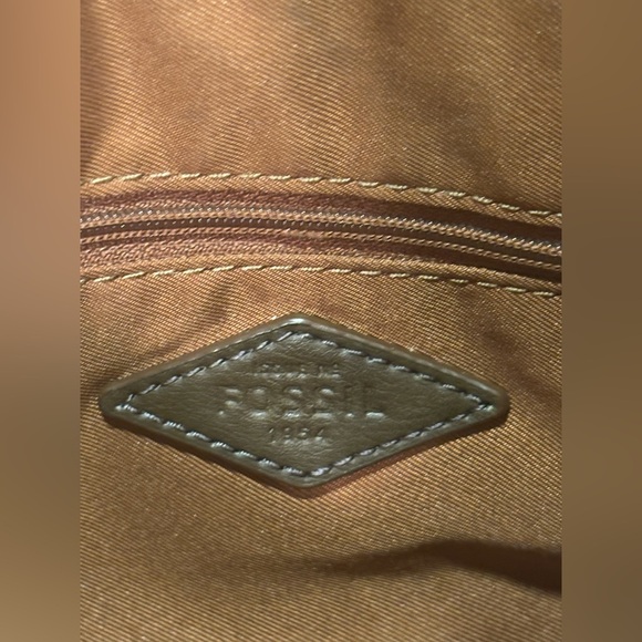 Fossil Leaf print crossbody purse bag canvas with leather trim pockets - Picture 11 of 15